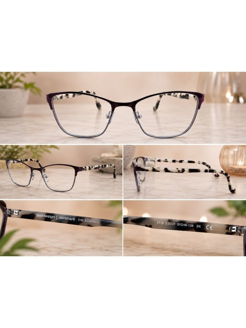 Prodesign Denmark 3119 c.5031 Glasses Frames 51-16-135 Burgundy Tortoise Semi Ri